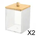 2 Cotton Swab Storage Canister Transparent Qtip Holder A