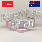 Modern Digital 3D LED Wall Clock/Alarm Clock in White