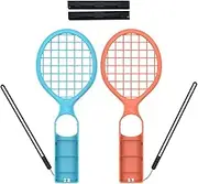 ALINUOYQ 2 PCS Tennis Racket for Switch 2 Tennis Racquet Grip with Wrist Strap Controller Grips Tennis Accessories for for Switch/OLED Joy-Con Controller