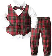[Kimocat] Baby Boy Clothes Outfit Suit Long Sleeve Gentleman Tuxedo Vest Wedding Birthday Party Suit