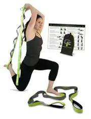 Stretching Strap for Physical Therapy, 12 Multi-Loop Green | Grey Wide Grip