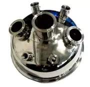 6" Hemispherical Domed Lid, Dip Tube, Sight Glass. 2 x 1/4" FNPT, 1 x 1/4" MNPT