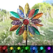 Solar Wind Spinner Light Metal Stake for Outdoor Garden Yard Lawn Art Decoration