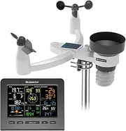 WiFi Weather Station, Wireless Indoor Outdoor Home Weather Stations with Rain Gauge, Wind Speed/Direction, Thermometer/Humidity, Moon Phase, Alarm Clock, Barometric Pressure