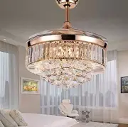 RuiWing 42" Crystal Ceiling Fan with LED Light and Remote Control Retractable...