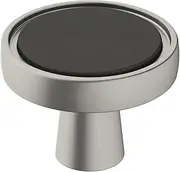 [Amerock] Cabinet Knob | Matte Black/Satin Nickel | 1-3/8 inch (35 mm) Diameter | Mergence | 1 Pack | Drawer Knob | Cabinet Hardware