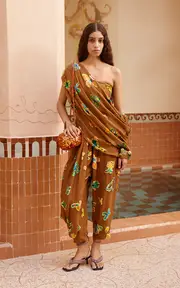 [ALÉMAIS] Golden Draped Metallic Velvet Top