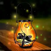 Solar Garden Lights Waterproof LED Flame Lights Metal Solar Lantern Outdoor Hanging Lanterns