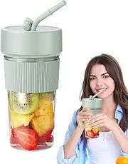 Fresh Juice Blender,350ml USB Fruit Juice Mixer - Straw Design Handheld Blender for Shakes and Smoothies, Personal Travel Blender with 6 Blades, for Gym