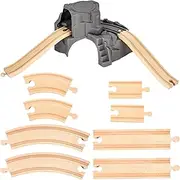 11 Pcs Tunnel Train Track Accessories Simulation Train Cave Tunnel Wooden Railway Track for Kids Train Toy Railway Scene Model Child Party Favors