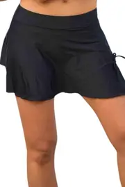 LaSculpte Sustainable Side Tie Skirted Bikini Bottom-Black