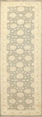Bohemian Chobi Peshawar Oriental 10 ft. Runner Rug Hand-Knotted Green 3x10 ft
