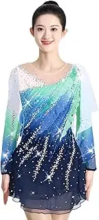 [Zagitova] Ice Figure Skating Dress for Girls with Shiny Rhinestone Gradient Women Team Competition Practise Dance Outfit