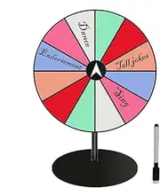 Tabletop Roulette Spinner - 12 Slots Prize Wheel | Table Prize Wheel Spinner | Heavy-Duty Carnival | with Dry Erase Marker | Heavy Duty Base Raffle Game for School Events,