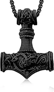 [DOTBJ] 925 Sterling Silver Viking Thor's Hammer/Tree of Life Pendant Necklace for Men Women with Rolo Chain 55 + 5 cm, Sterling Silver