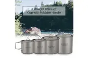Ultralight Titanium Cup Outdoor Portable Camping Picnic Water Cup Mug with Foldable Handle 300ml / 350ml / 450ml / 550ml / 650ml / 750ml