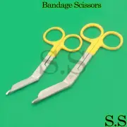 2 Lister Bandage Scissors 5.5"+4.5" Color Handle (Yellow) Surgical Medical Instr