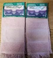 (2) 14 Count Border Charles Craft Counted Cross Stich Plaid Fingertip Towel Rose