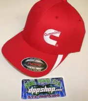 Cummins hat ball cap fitted flex fit flexfit stretch cummings red white lg/xl