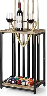 Smusei Pool Cue Rack - Wood Billiard Stick Holder for Game Room, Club - Floor Stand, Light Brown - Holds 6 Cues
