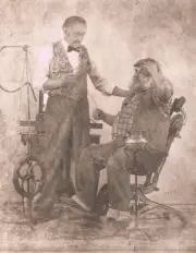 Hendrickson Original Photo Sepia HENDRICKSON HIMSELF DENTIST w/ Patient 11x14"