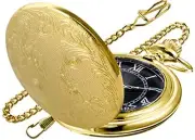 Both Sides Gold Carved Flower Quartz Pocket Watch Quartz Movement, Quartz
