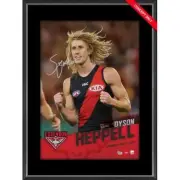 DYSON HEPPELL ESSENDON BOMBERS HAND SIGNED FRAMED AFL PRINT MERRETT DANIHER