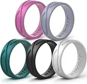 [Rinfit] Silicone Rings for Women and Men - Silicone Wedding Bands Sets for Him and Her - Patented Design Rubber Wedding Rings - 4Love Collection