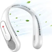 Portable Bladeless Neck Fan, 6000mAh Rechargeable, 3 Speeds, Hands-Free, White