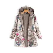 Nevenka Womens Winter Printed Fleece Jacket Casual Sherpa Lined Fuzzy Jacket-RoseRed