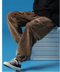 在飛比找樂天市場購物網優惠-FINDSENSE X 男士日系新款燈芯絨寬鬆闊腿休閑褲