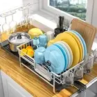 Urackify Expandable Dish Drying Rack - Aluminium Foldable Dish Racks for Kitc...