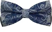 [HISUNBEN] Men's Solid Color Pre-tied Bow Tie Adjustable Tuxedo Two Layer Bow Tie with Gift Box-Grey-01
