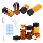 10 Mini Amber Glass Bottles, Refillable Vials for Essential Oils and Perfumes