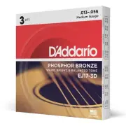 D'Addario EJ17 Ph Bronze Acoustic Guitar Strings; 3-Pack gauges 13-56