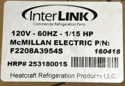 Heatcraft Motor Fan 120V 1525 RPM 1/15HP 25318001S / F2208A3954S (NEW)