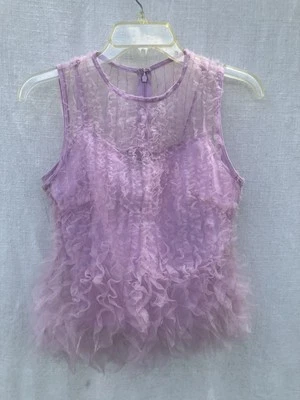 ENDLESS ROSE Ruffle Tiered Tulle Top Size S NWT With Camisole Pink Lilac Mauve