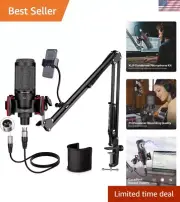 Condenser Microphone XLR,Professional Studio Recording Microphone for Compute...