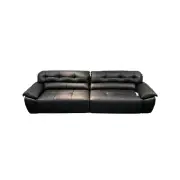 Black Leather Power Retractable Sofa Bed/Dual Electric Extended Sleeper Couch