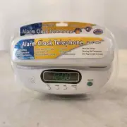 Teltech T-1801T White Corded Extra Large LED Display Digital Alarm Clock Phone
