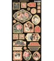 Graphic 45 MON AMOUR Chipboard Tags Motif Icons Love Romance Mixed Media