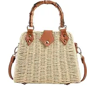 [OWGSEE] Straw Purses for Women Trendy Summer Woven Tote Bag Straw Basket Crossbody Wicker Purses and Handbags with Bamboo Handle