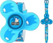 [Accutime] Kids Sonic The Hedgehog Fidget Spinner Blue Digital Watch for Boys, Girls and Toddlers (Model: SNC4016AZ), Blue, Digital
