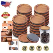 Bamboo and Acacia Wooden Lids for 24 Wide Mouth Mason Jars – Dishwasher Safe
