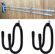 AUXPhome 2 Pack Pool Pole Hanger/Hook, Rust Resistant, Metal with PVC Coating, 4 Hooks, Perfect for Chain-link Fence and Wall Mount, Pool Cleaning Tool Holder and Organizer