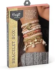 Craft Crush – DIY Bracelet Box Craft Kit – Make 8 Stylish & Unique Bracelets in Cream, Coral, and Gold – Creative Arts & Crafts Gift – Fun Jewelry Making Set for Girls, Teens & Women