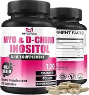 BMVINVOL 2,050mg Myo-Inositol & D-Chiro Inositol Capsules with Folate, Vitamin D- Hormone Balance & Ovarian Support for Women - Ideal 40:1 Ratio - 120 Capsules