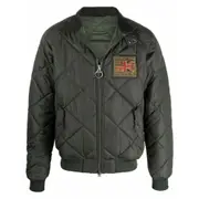 [Barbour] Barbour Logo-patch Zip-up Quilted Jacket M GREEN