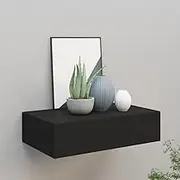 Wall-Mounted Drawer Shelf Black 40x23.5x10cm MDF Wall Furniture