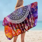Water Colored and Mandala Microfiber Beach Towel